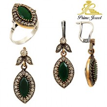 Gümüş Otantik Taşlı Set